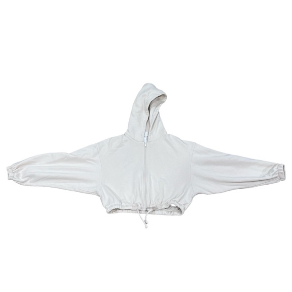 H&M Cozy Cream Cropped Zip-Up Hoodie | Size XS - Picture 2 of 6